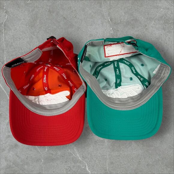 Green and Red Titleist Pro V1 Foot Joy Strap Back Golf Caps - Adjustable - Picture 7 of 8